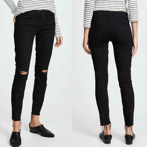 Mother The Looker Ankle Fray Jeans in Guilty As Sin Size 27 - Picture 2 of 12